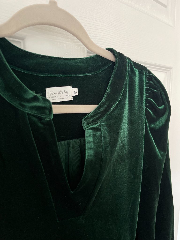 Shop The Mint Nursing Collection Emerald Green Velvet Dress Size Medium — image 4 of 4